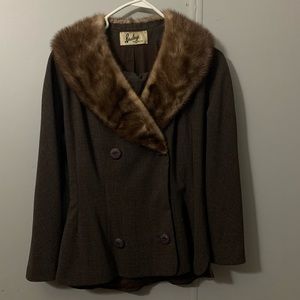 Vintage fur top and pencil skirt